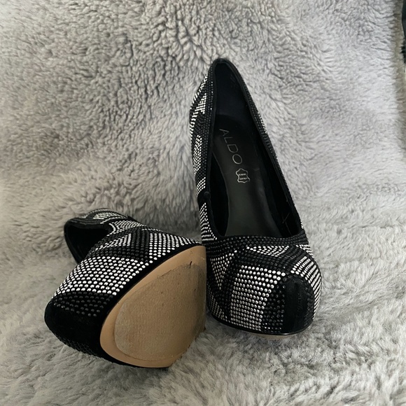 ALDO Black Silver Rhinestone Bling Heels - Picture 5 of 12